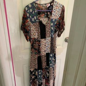 Funtop floral print button up dress size small